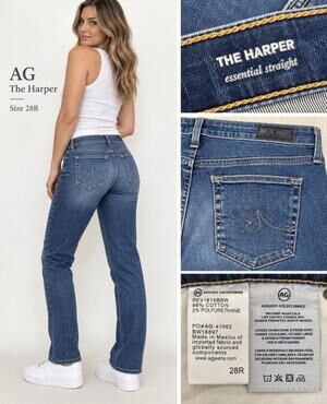 AG The Harper Straight Leg Jeans Size 28R Medium Wash Indigo Denim Stretch